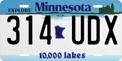 MN license plate 314UDX