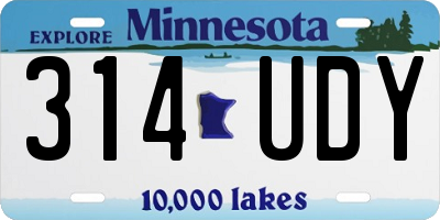 MN license plate 314UDY