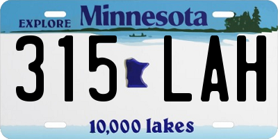 MN license plate 315LAH