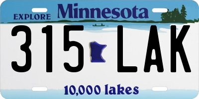 MN license plate 315LAK