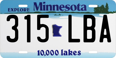 MN license plate 315LBA