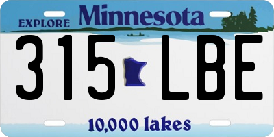 MN license plate 315LBE