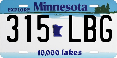 MN license plate 315LBG