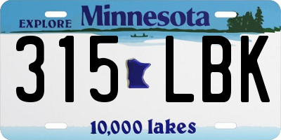 MN license plate 315LBK