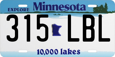 MN license plate 315LBL