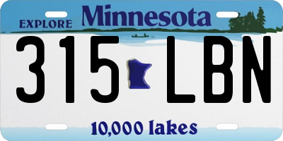 MN license plate 315LBN