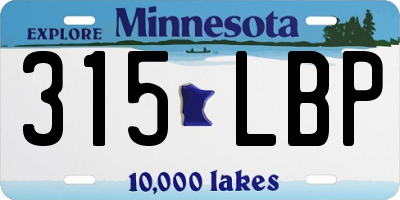 MN license plate 315LBP