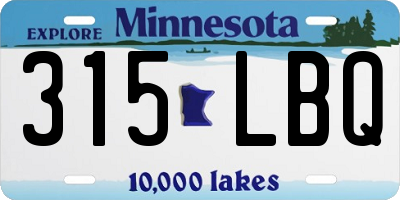 MN license plate 315LBQ
