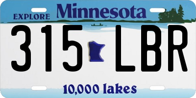 MN license plate 315LBR