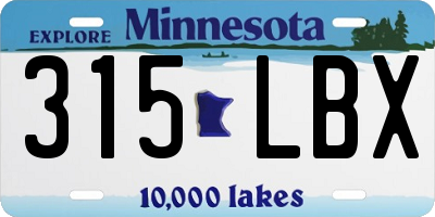 MN license plate 315LBX