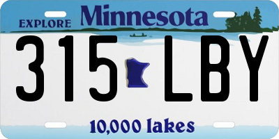 MN license plate 315LBY