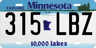 MN license plate 315LBZ