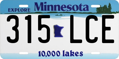 MN license plate 315LCE