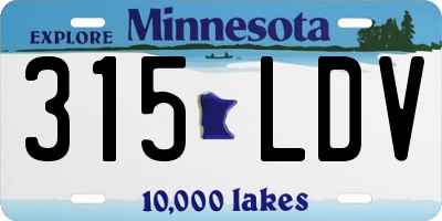 MN license plate 315LDV