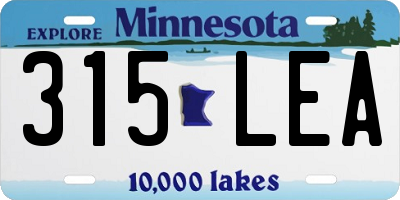 MN license plate 315LEA