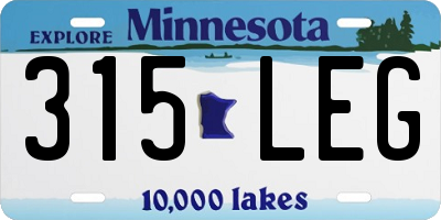 MN license plate 315LEG