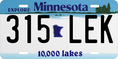 MN license plate 315LEK