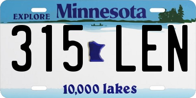 MN license plate 315LEN