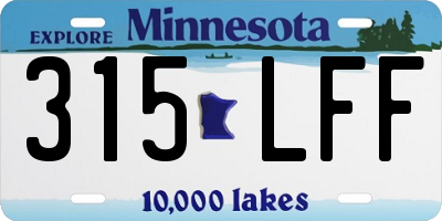 MN license plate 315LFF