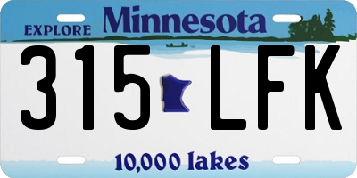 MN license plate 315LFK