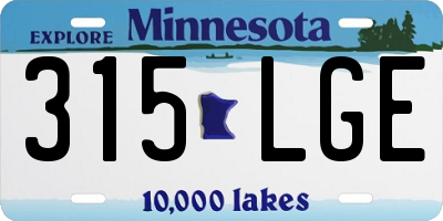 MN license plate 315LGE