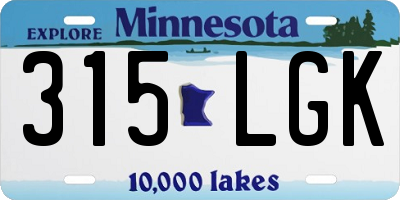 MN license plate 315LGK