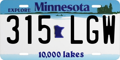 MN license plate 315LGW
