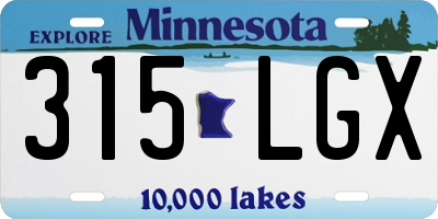 MN license plate 315LGX