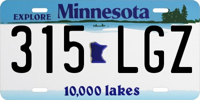 MN license plate 315LGZ