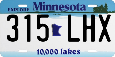 MN license plate 315LHX