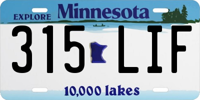 MN license plate 315LIF