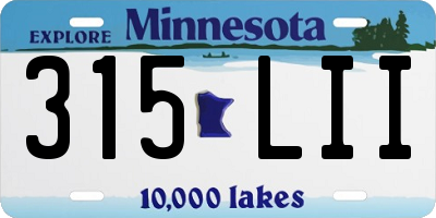 MN license plate 315LII