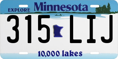 MN license plate 315LIJ