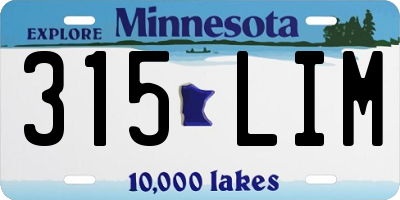 MN license plate 315LIM