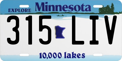 MN license plate 315LIV