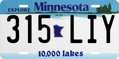 MN license plate 315LIY
