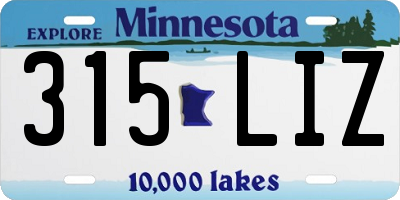MN license plate 315LIZ