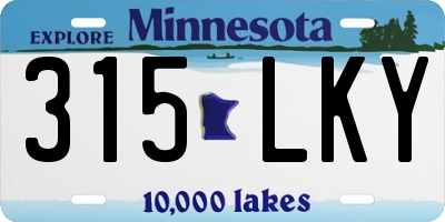 MN license plate 315LKY
