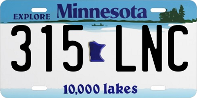 MN license plate 315LNC