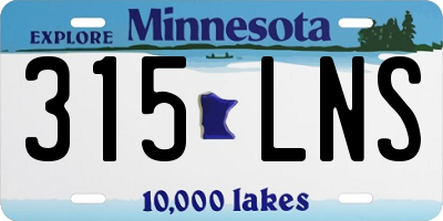 MN license plate 315LNS