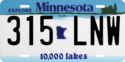 MN license plate 315LNW