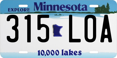 MN license plate 315LOA