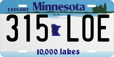 MN license plate 315LOE