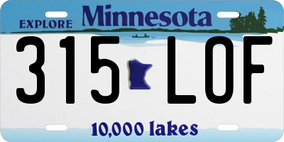 MN license plate 315LOF