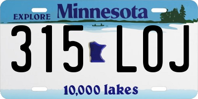 MN license plate 315LOJ