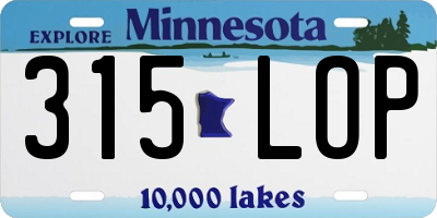 MN license plate 315LOP