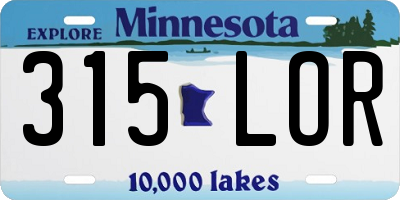 MN license plate 315LOR