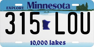 MN license plate 315LOU
