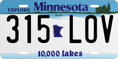 MN license plate 315LOV