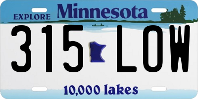 MN license plate 315LOW